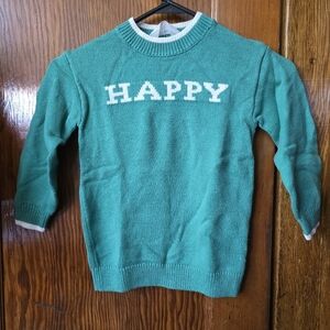 H&M Kids Green “Happy” Sweater 3/4T